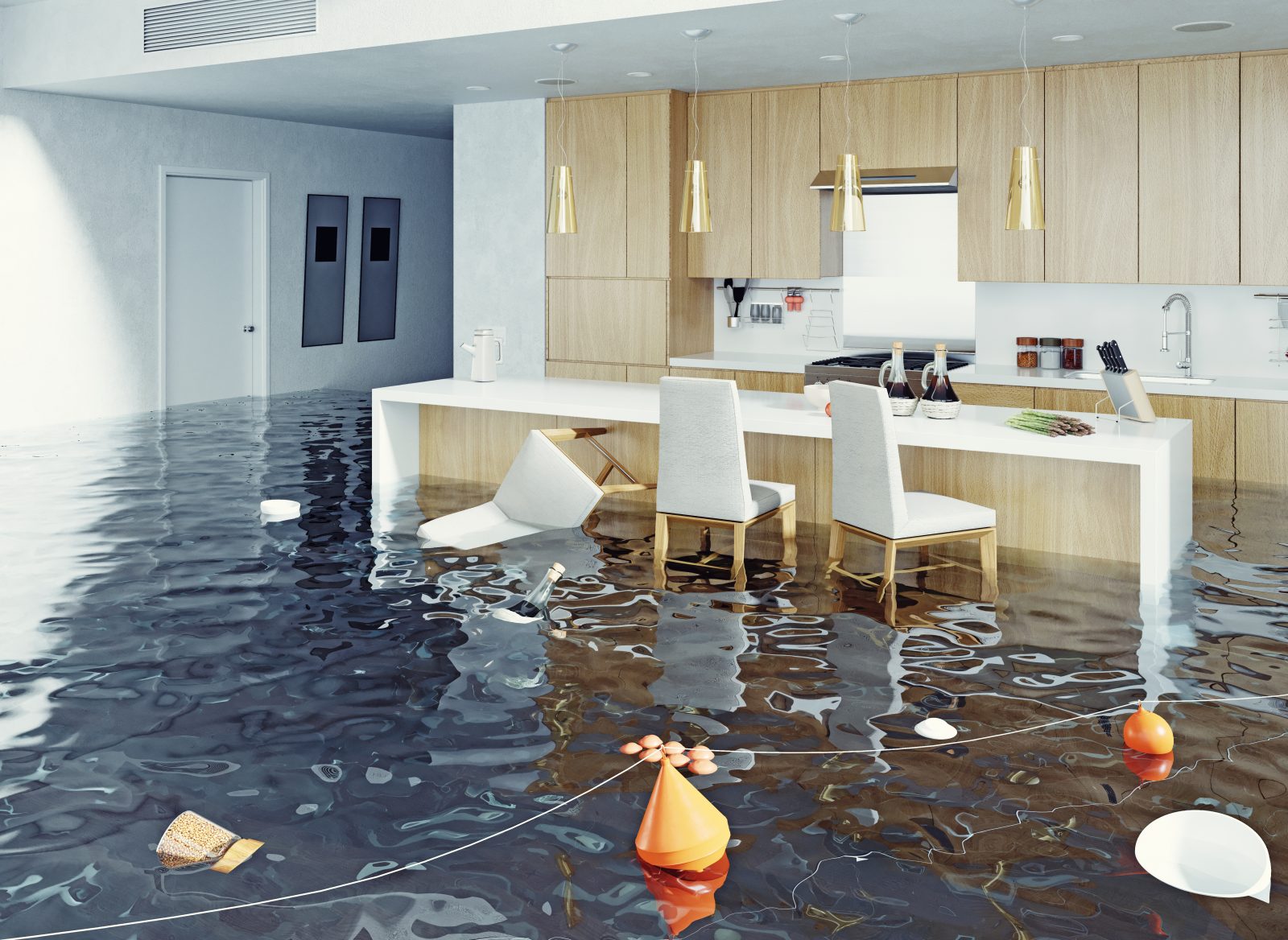 flood water come in kitchen sink