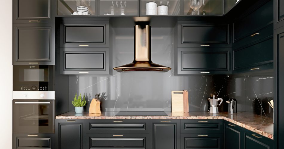 Dark Cabinets In A Small Kitchen, Dark Cabinet Kitchen Design Ideas