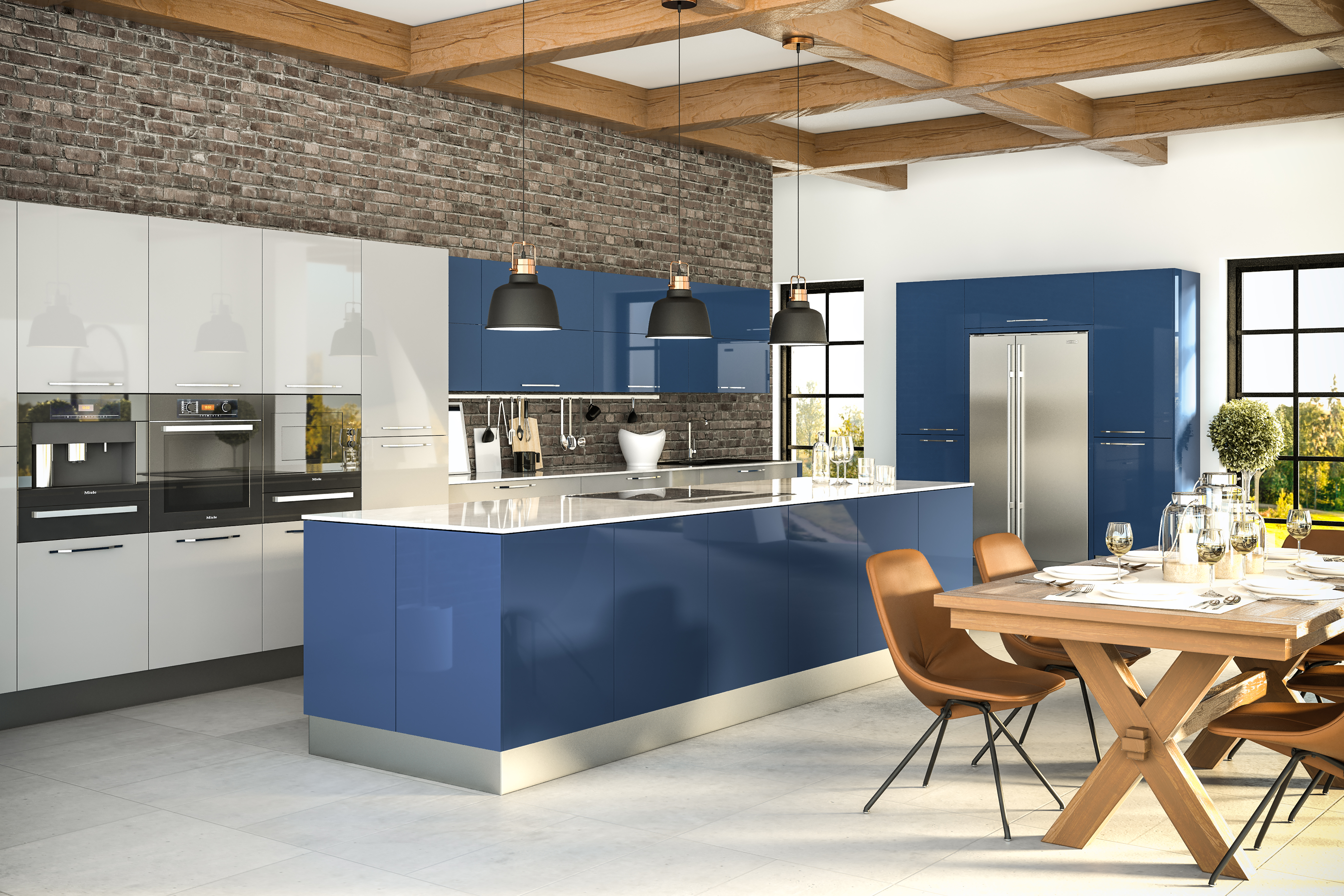 Baltic Blue Kitchen Units And, Blue Gloss Kitchen Cabinet Doors