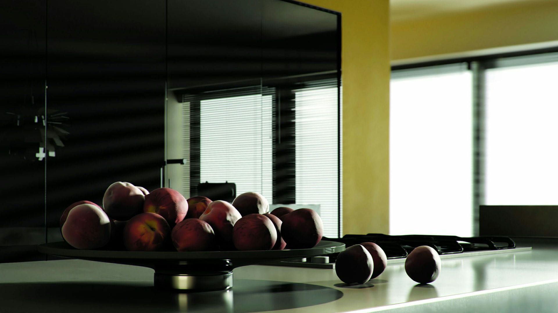 Gloss acrylic Jet Black kitchens boasting a mirror-like finish for a sleek and impactful design