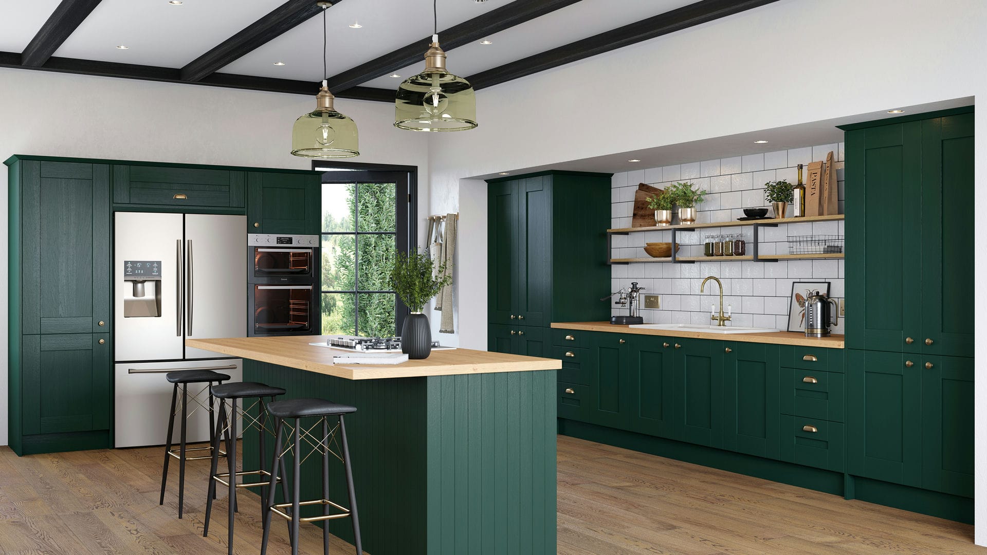 Luxury Shaker Fir Green kitchens combining classic shaker luxury with the deep, tranquil hue of fir green