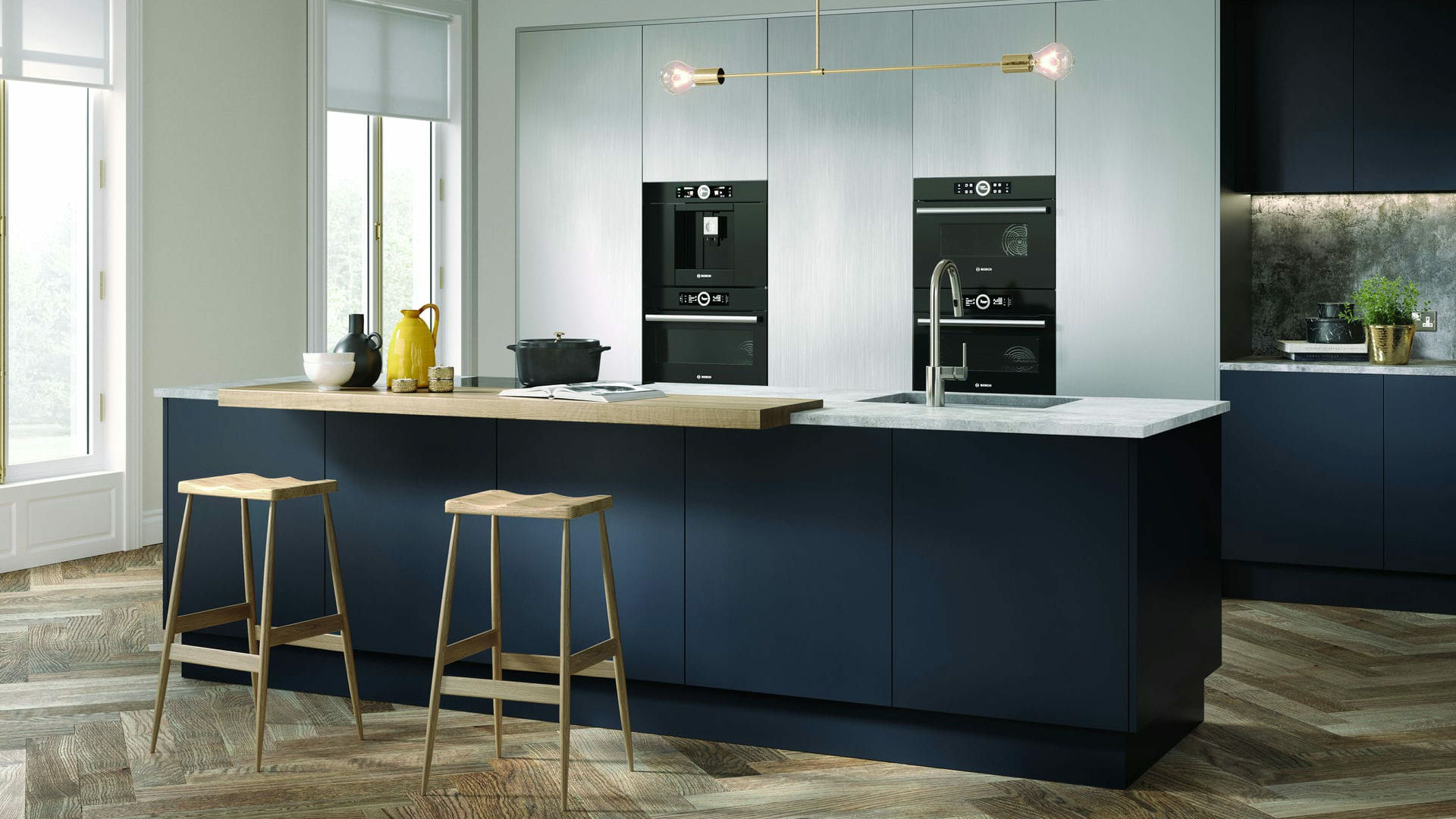 Matt Acrylic Indigo Blue kitchens showcasing a sophisticated matte finish in a rich indigo shade