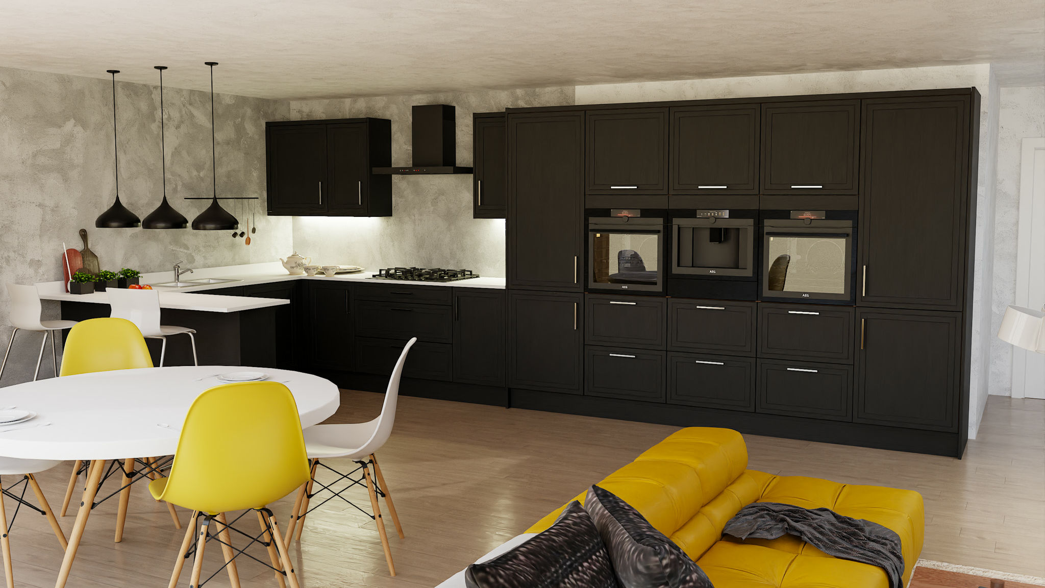 Mock inframe Arrington Cannon Black kitchens styled for a tailored, custom-built look in a chic black shade