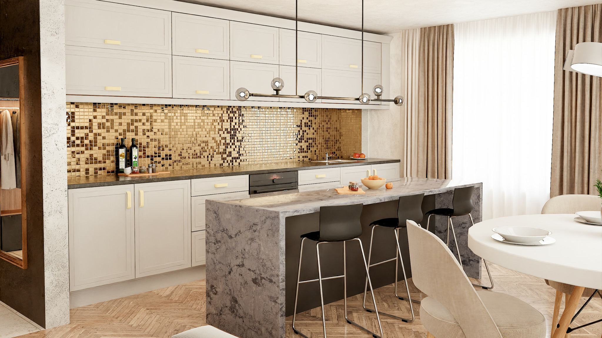 Mock inframe Arrington light grey kitchens designed to imitate a bespoke frame in a versatile light grey