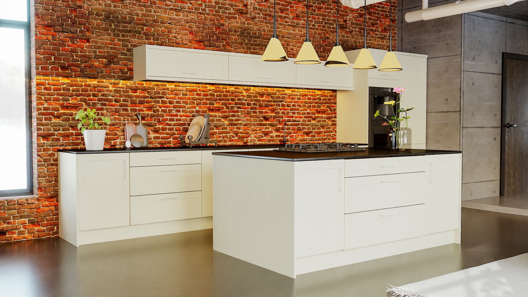 Mock inframe Arrington porcelain kitchens styled to offer a bespoke look with the durability of porcelain