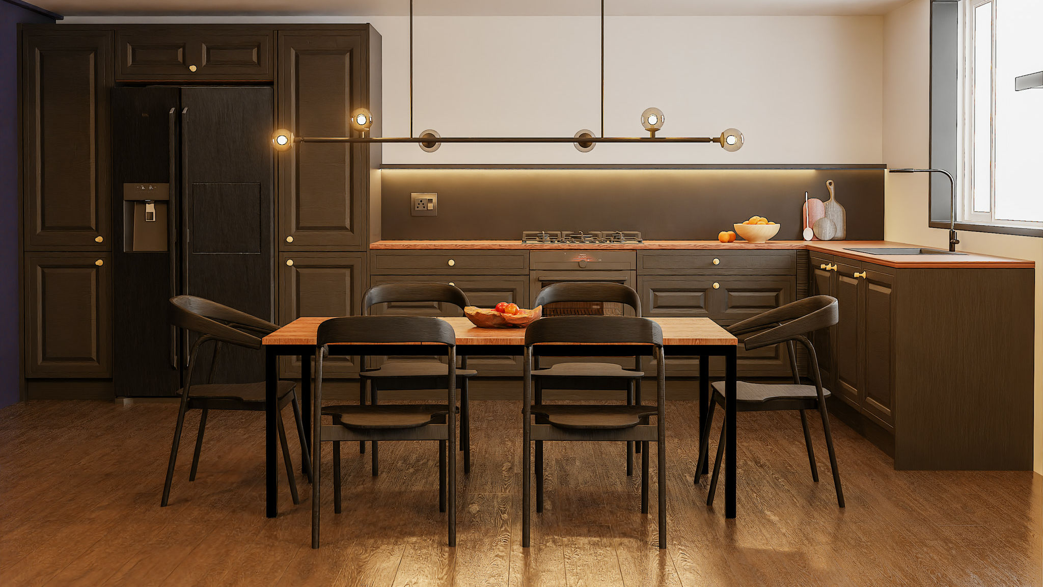 Mock Inframe Jacobsen Cannon Black kitchens showcasing a bespoke design with a deep black finish for dramatic elegance