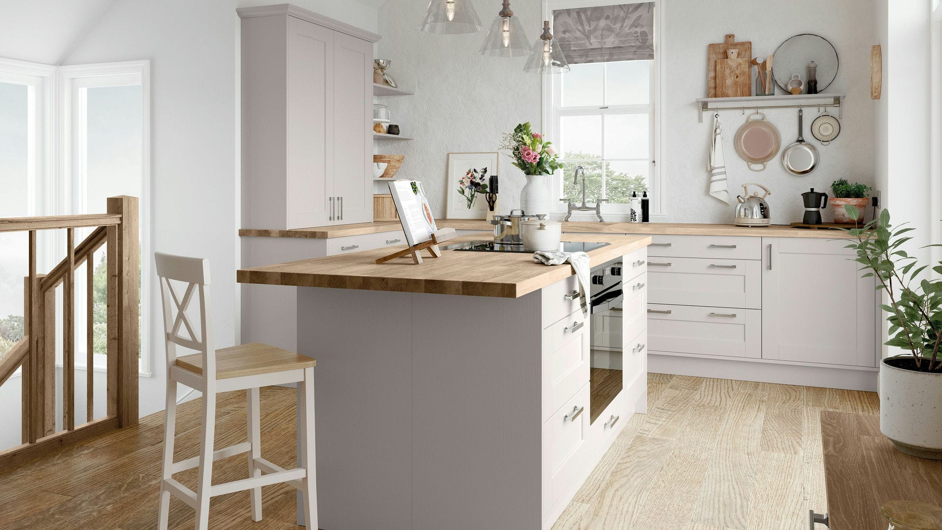 Modern Shaker Cashmere kitchen combining the timeless shaker design with a modern cashmere colourway