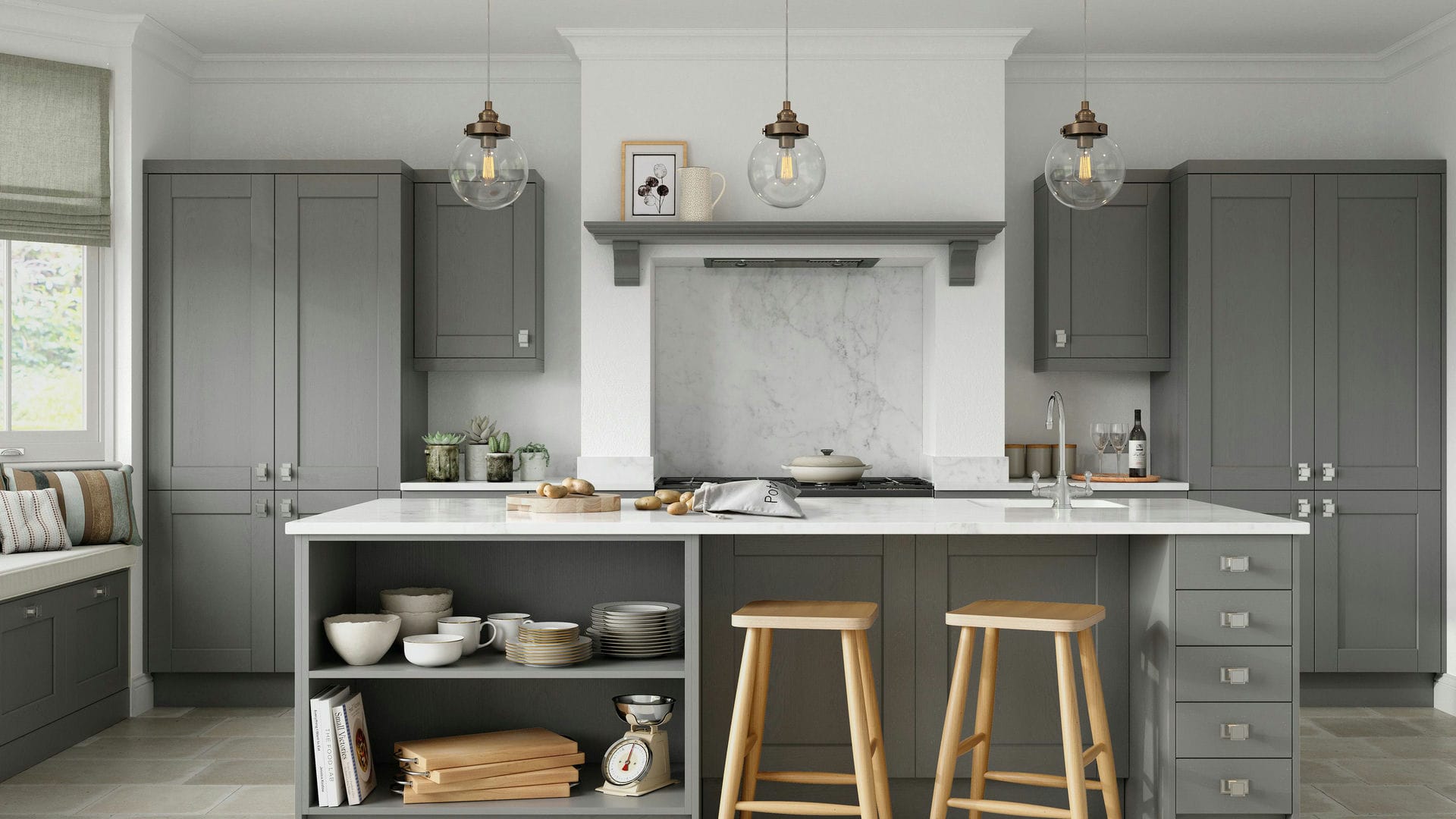 Modern shaker dust grey kitchens updating the timeless shaker style with a robust mid-grey palette