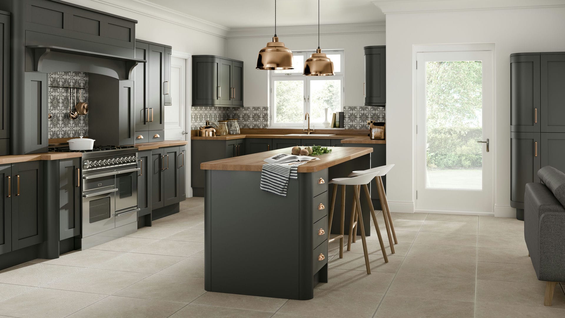 Signature smooth graphite kitchens exuding a chic, monochrome style with a silky, graphite finish
