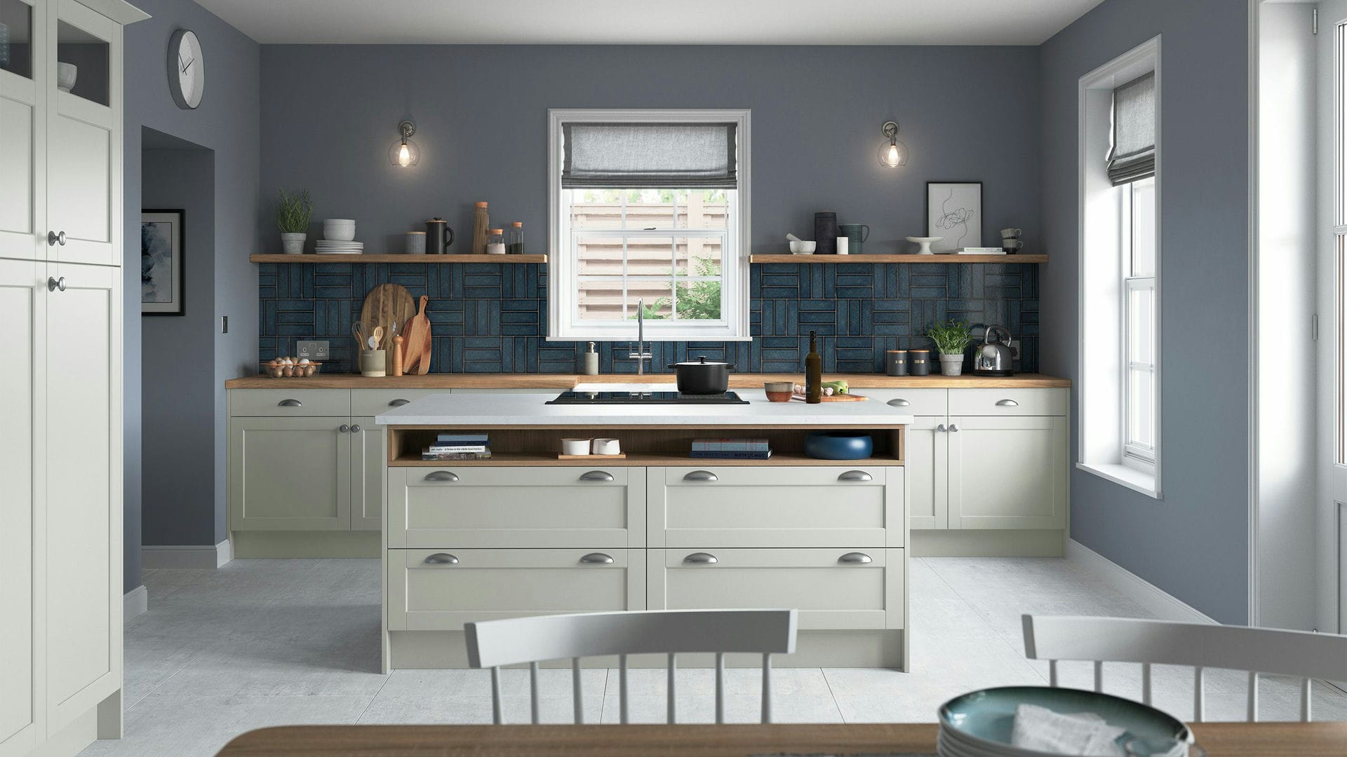 Signature smooth dove grey kitchens presenting a soft, neutral elegance for a tranquil kitchens setting