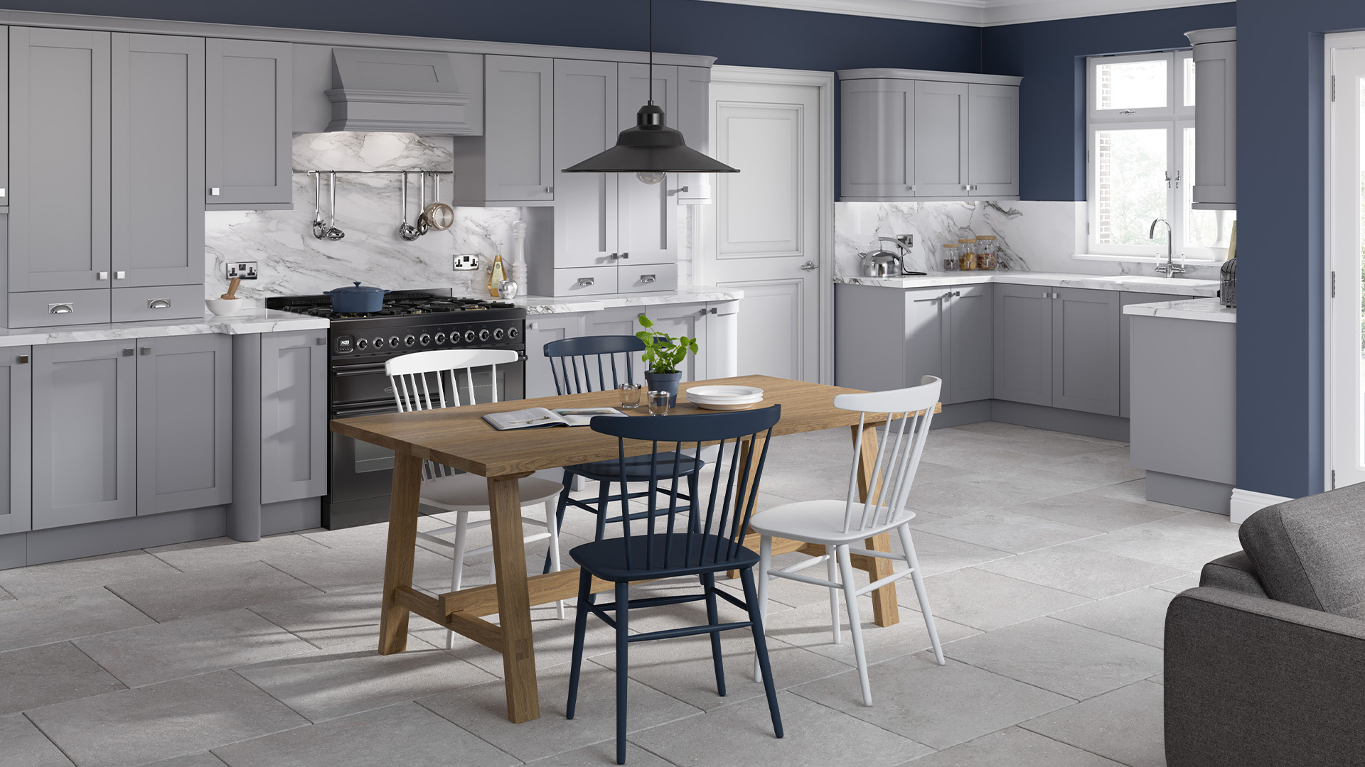 Signature smooth dust grey kitchens providing a sleek and uniform finish for an understated kitchens aesthetic