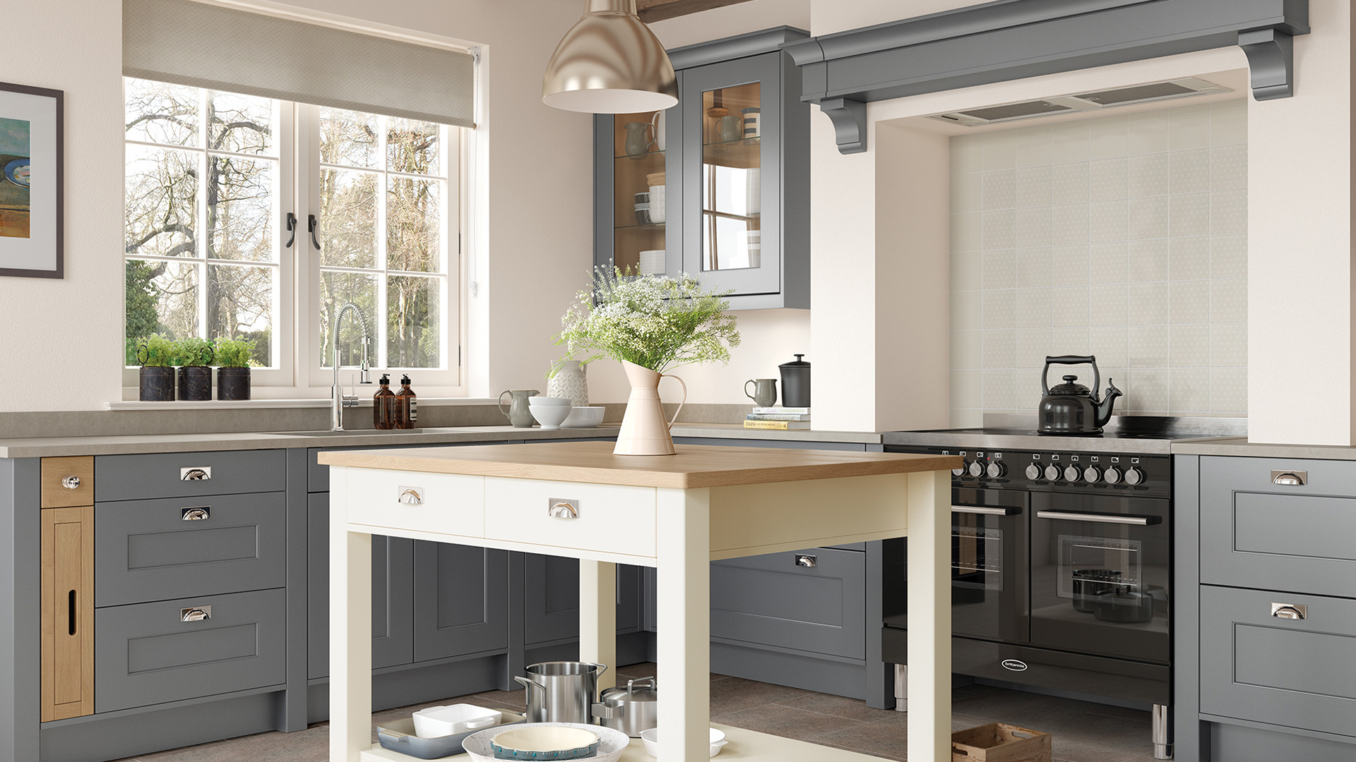 Florence dust grey smooth shaker kitchens blending shaker simplicity with the modernity of a smooth dust grey finish