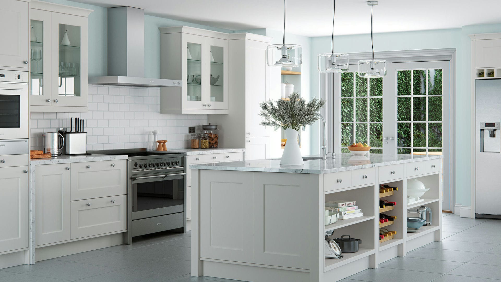 Florence light grey smooth shaker kitchens merging traditional shaker design with a chic light grey finish