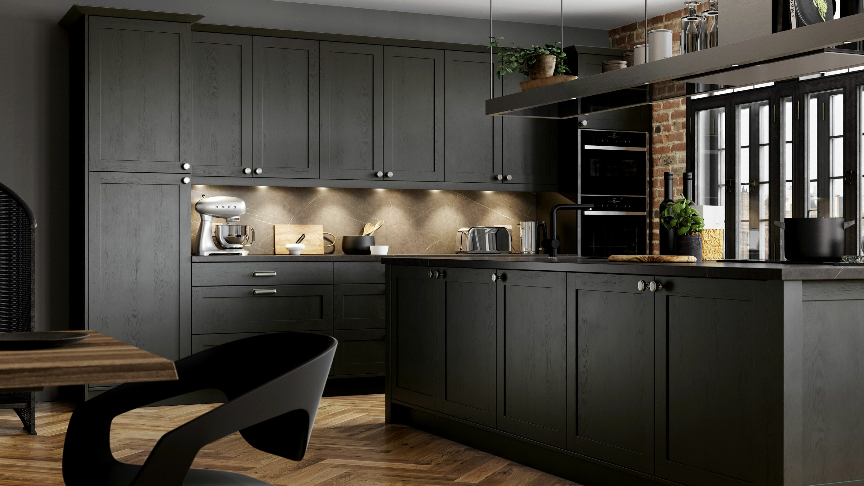Aldana solid wood Cannon Black kitchens showcasing timeless craftsmanship in a striking black finish