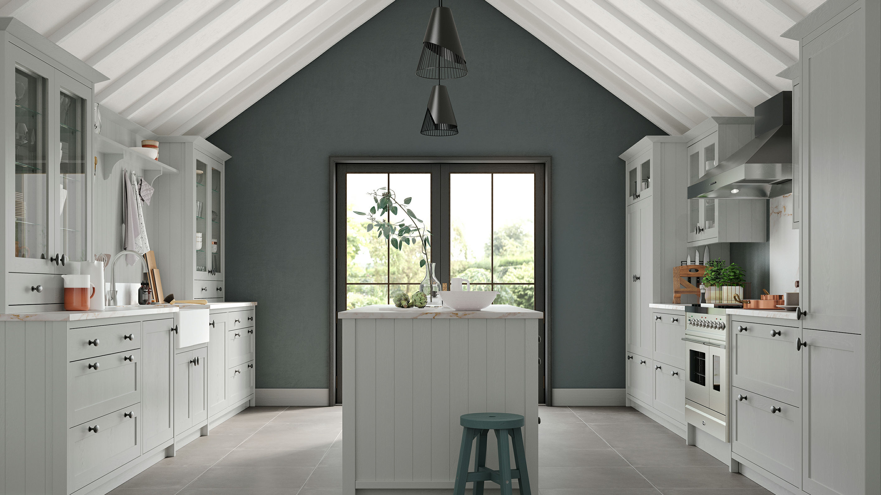 Aldana solid wood light grey kitchens showcasing exquisite craftsmanship and muted grey charm