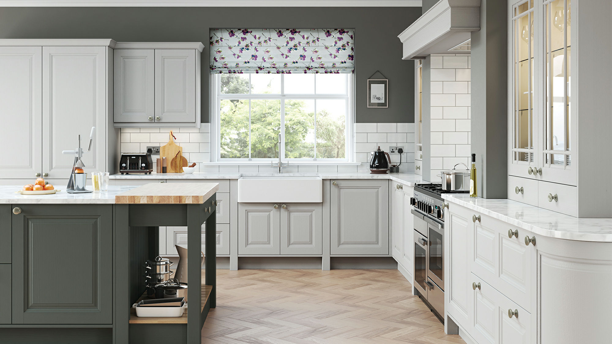 Jefferson solid wood light grey kitchens bringing a blend of traditional structure and gentle grey tones