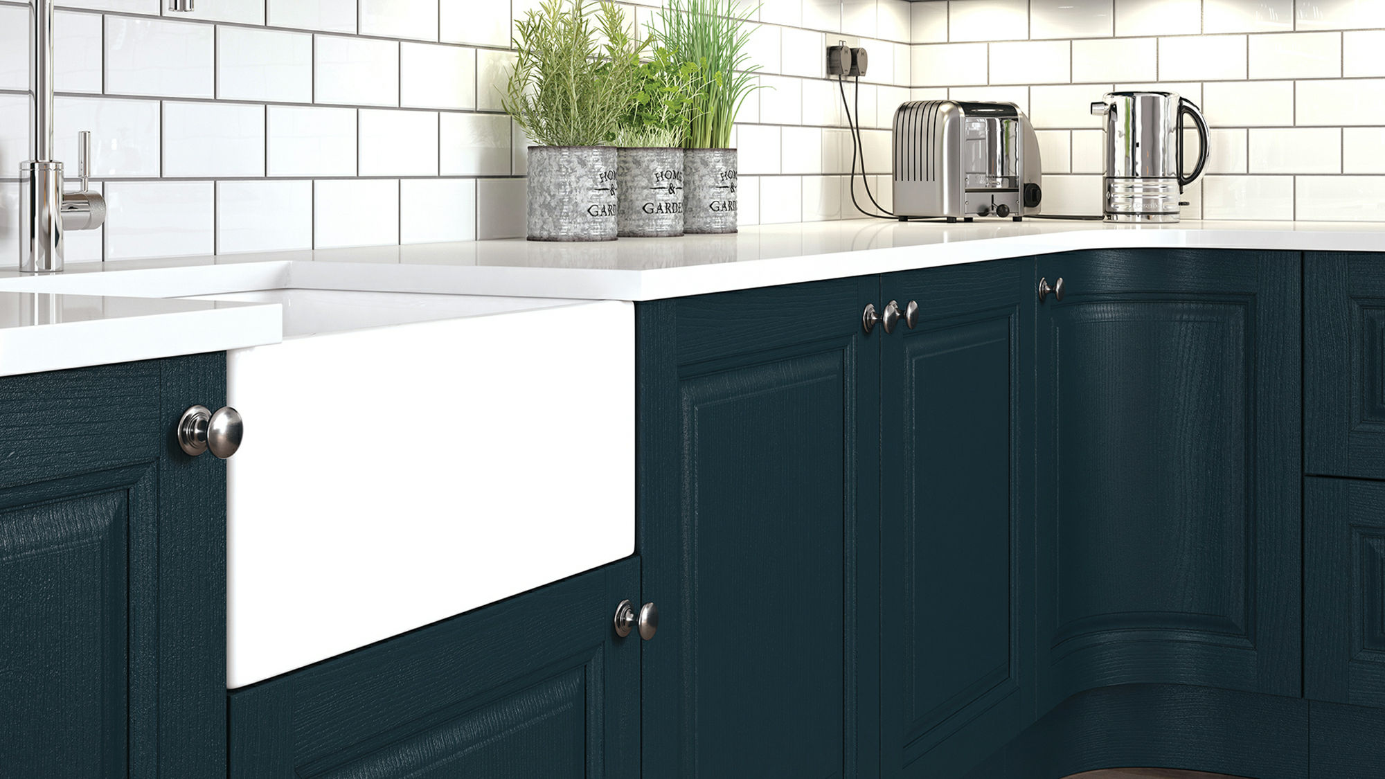 Jefferson Solid Wood Marine kitchens offering a blend of sturdiness and classic beauty in marine blue