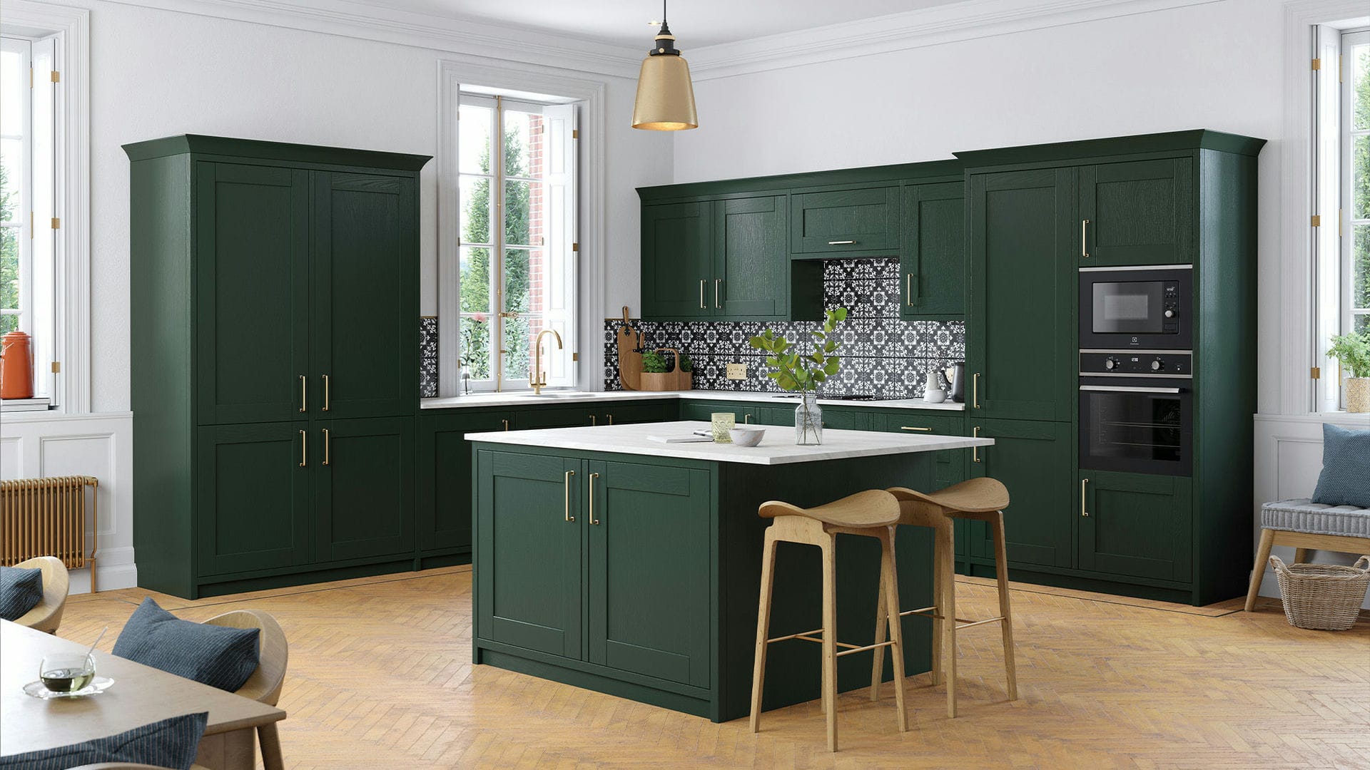 Madison Solid Wood Fir Green kitchens featuring robust craftsmanship in a lush fir green tone