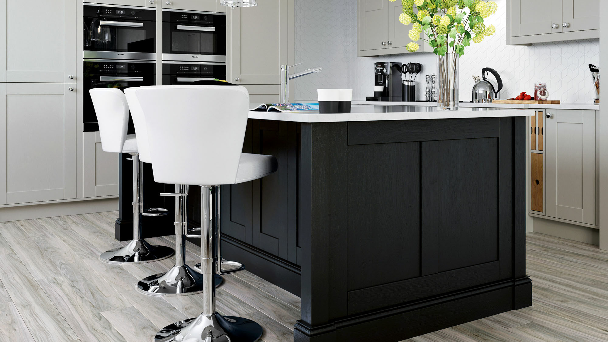 Madison solid wood Cannon Black kitchens offering sturdy construction with a classic, elegant black aesthetic