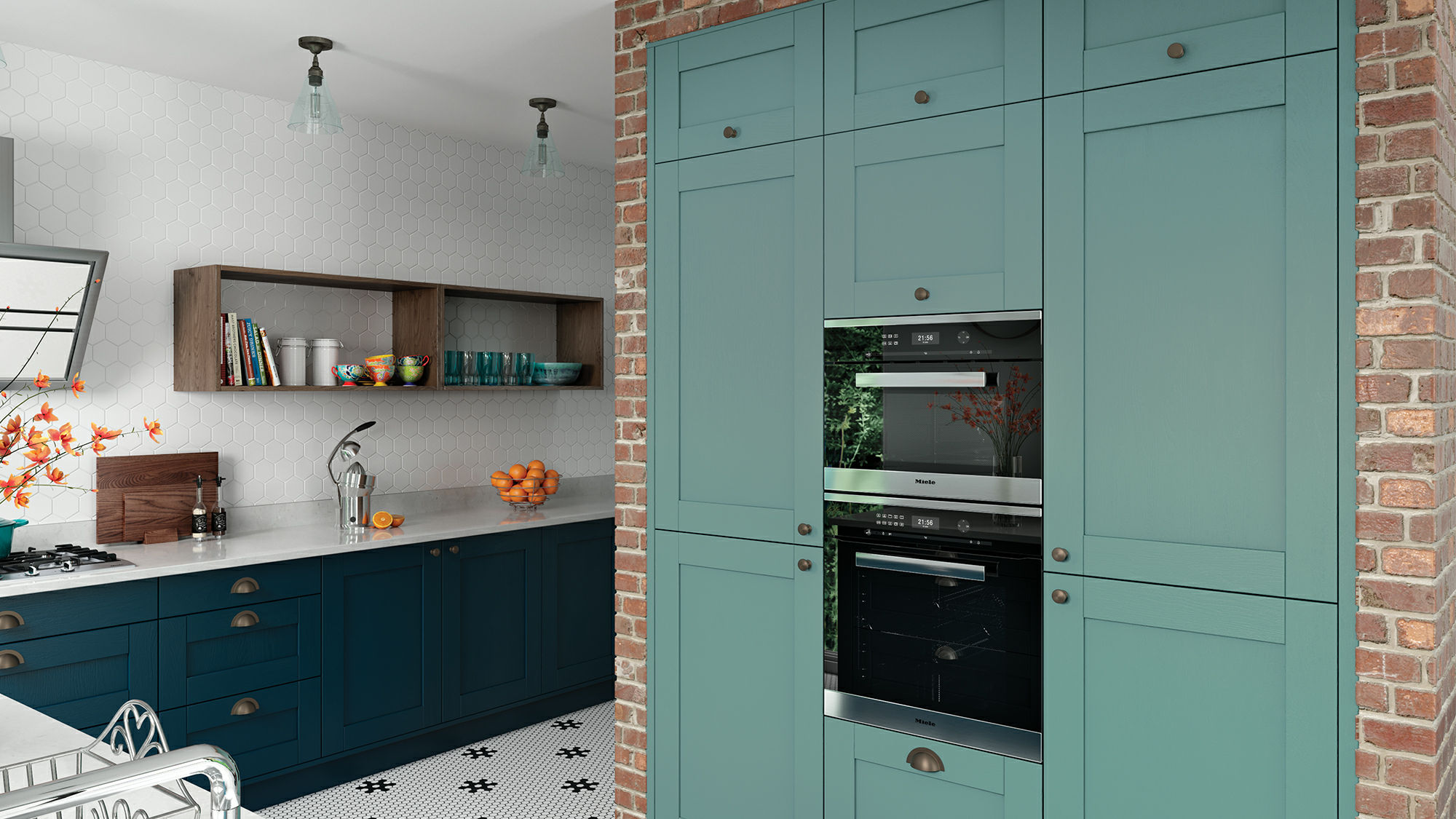 Madison solid wood Light Teal kitchens featuring durable construction with a refreshing light teal colourway