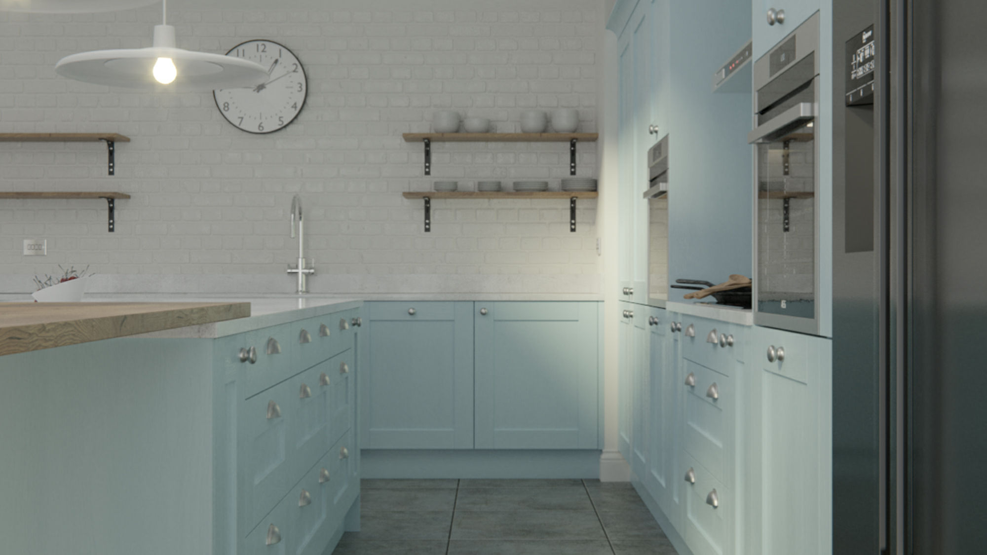 Madison solid wood Pantry Blue kitchens providing a robust build and rich pantry blue palette for an inviting space