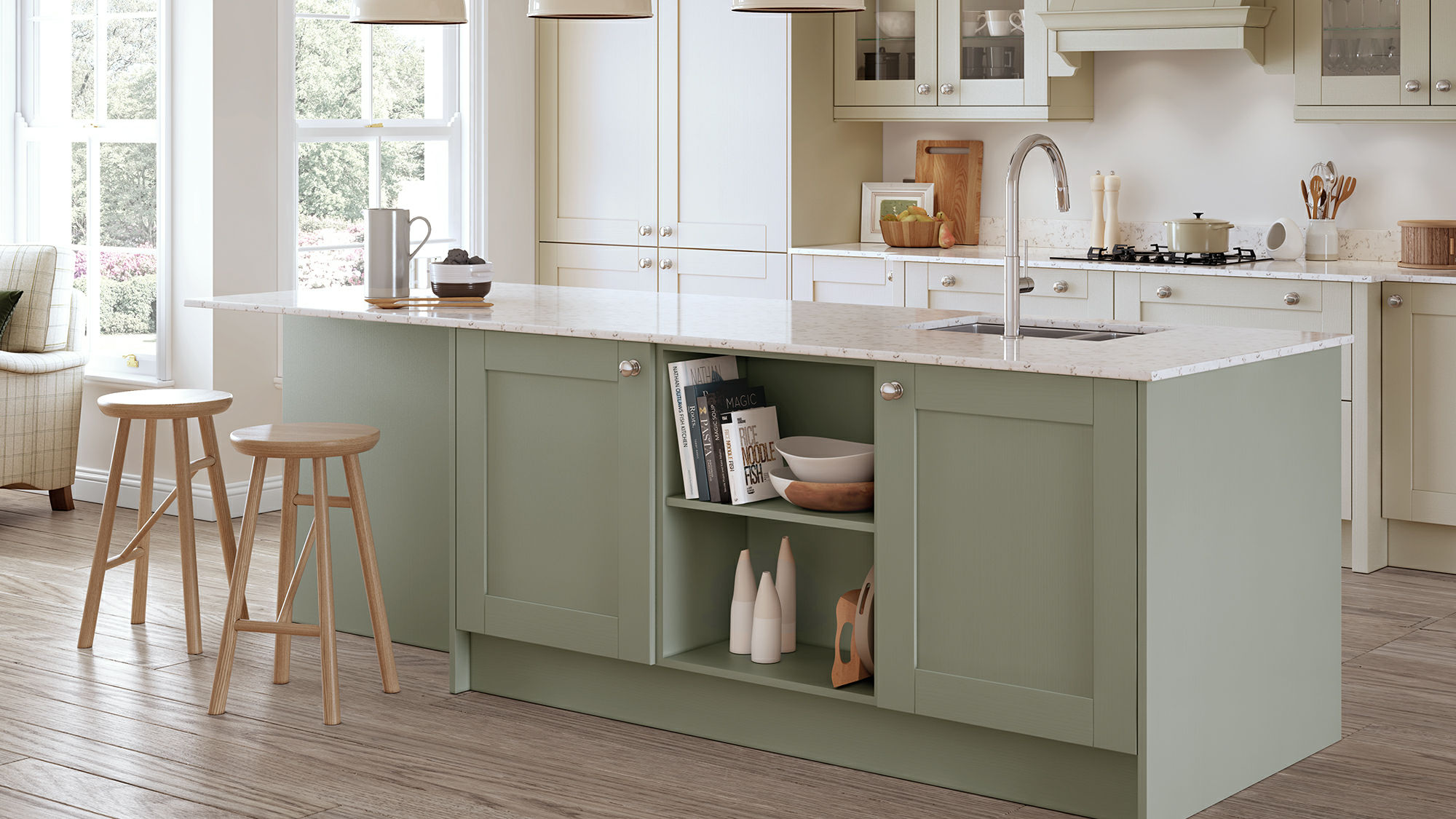 Madison Solid Wood Sage Green kitchens offering durability and a classic style with a gentle sage green finish