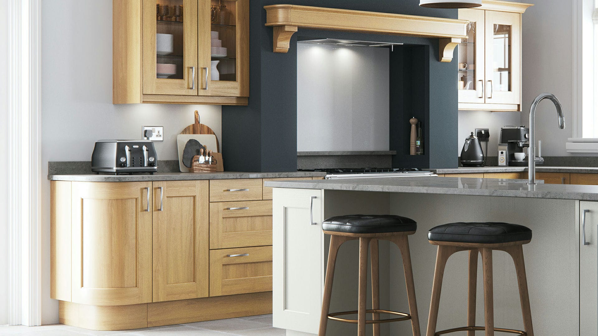 Solid wood Wakefield oak kitchens highlighting traditional craftsmanship in a robust oak finish