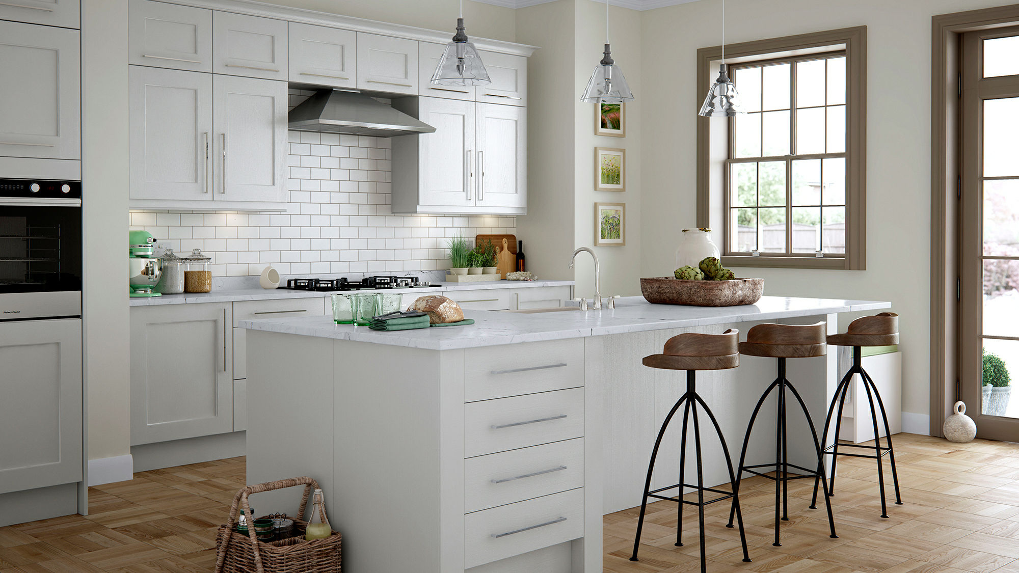 Wakefield solid wood light grey kitchens highlighting artisanal quality in a contemporary grey finish