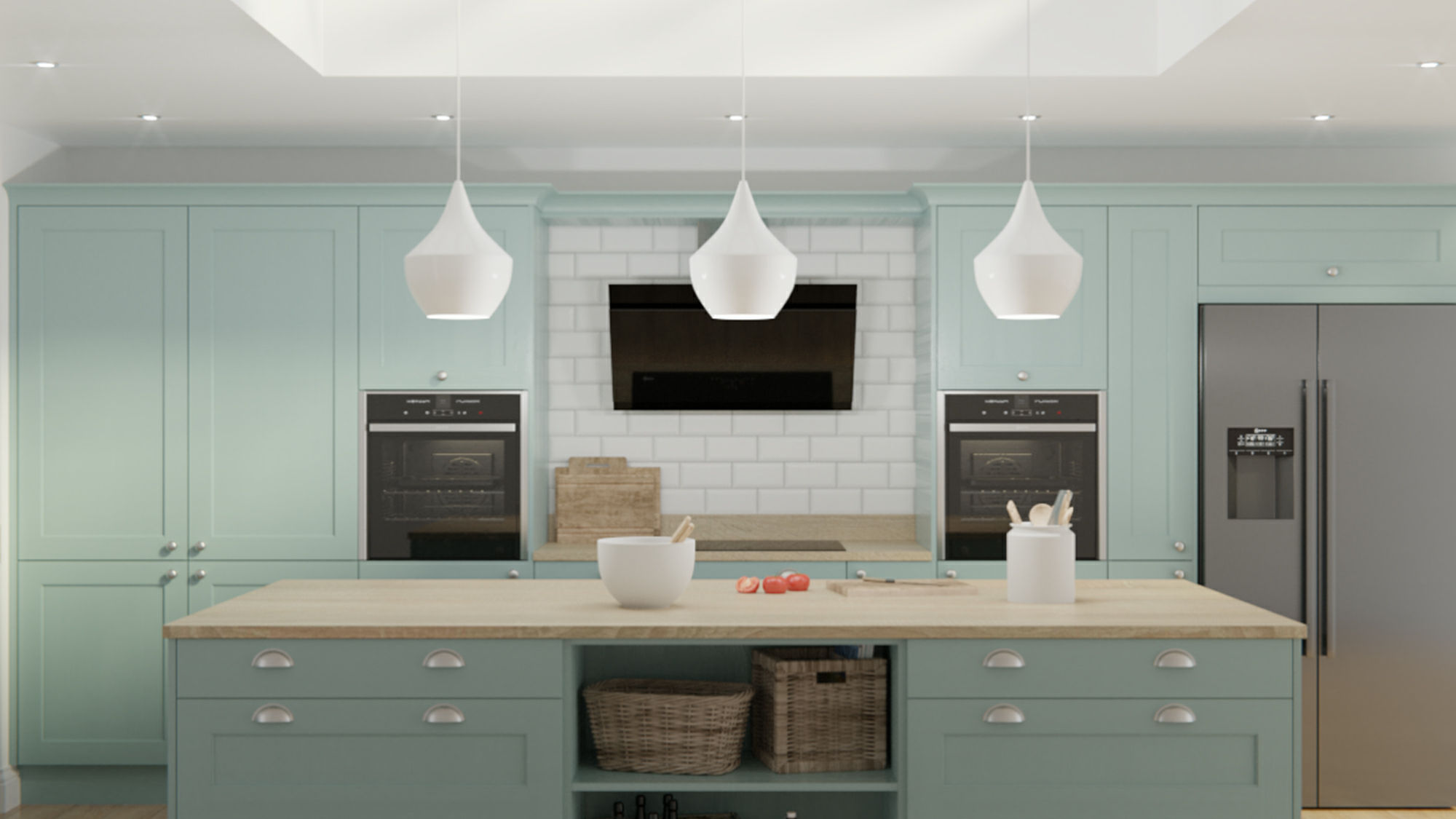 Wakefield solid wood Light Teal kitchens highlighting classic craftsmanship in a serene light teal finish