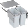 600 Silver Pull Out Waste Bin - 2 Compartment