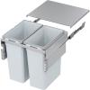 600 Silver Pull Out Waste Bin - 2 Compartment