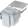 600 Silver Pull Out Waste Bin - 3 Compartment