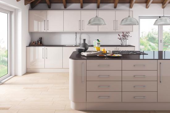 Cashmere Acrylic High Gloss Kitchen, Cashmere Gray Kitchen Cabinets
