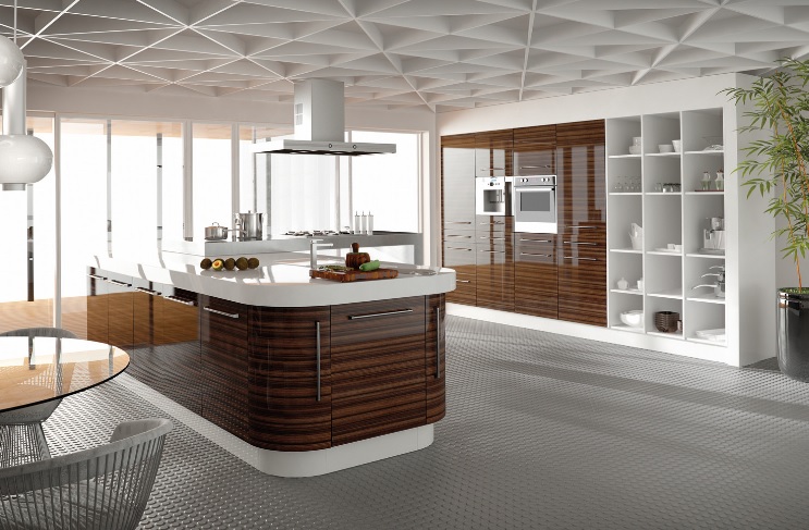 High Gloss Acrylic Woodgrain Kitchen Doors