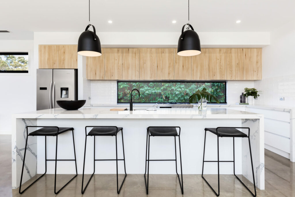 spacious white kitchen bench space