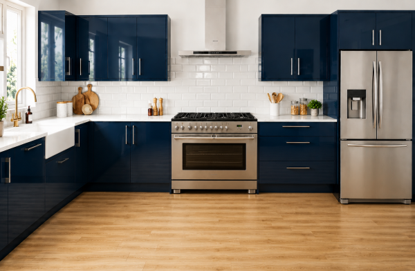 Baltic Blue Gloss Acrylic Kitchen Units