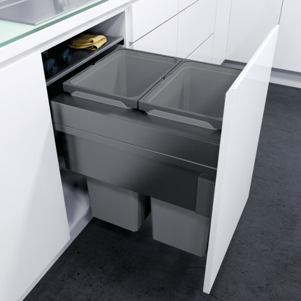 600 Lava Pull Out Waste Bin - 2 Compartment