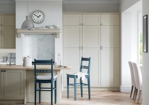 Aldana kitchen cabinets with island in stone