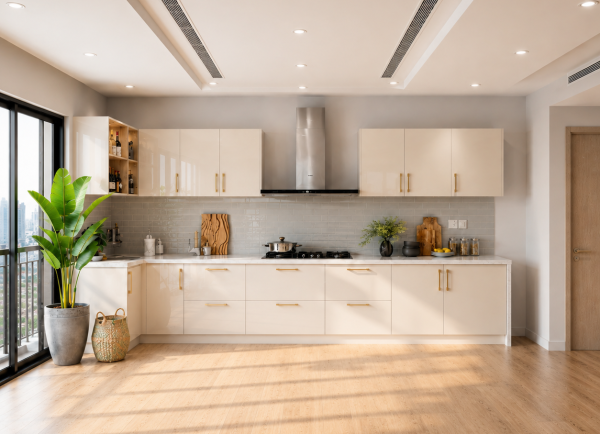 Cream Gloss Acrylic Kitchen Units