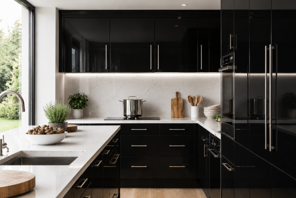 Jet Black Gloss Acrylic Kitchen Units