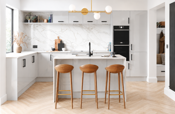 Light Grey Gloss Acrylic Kitchen Units