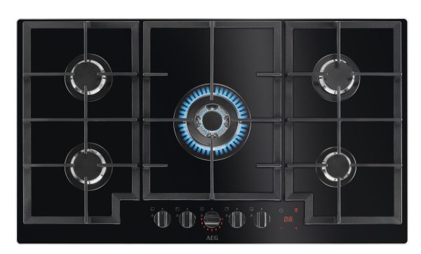AEG HKB95450NB 90cm Flamelight Gas On Glass Hob