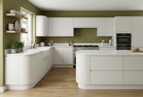 White Handleless Matt Kitchen Units