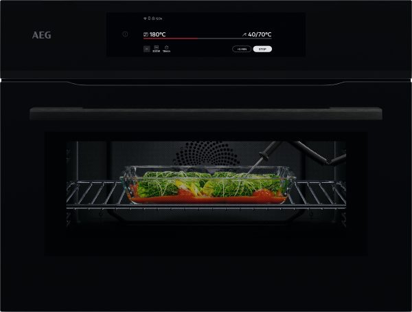 AEG NKK9N821B Connected GlossBlack compact Combination oven and