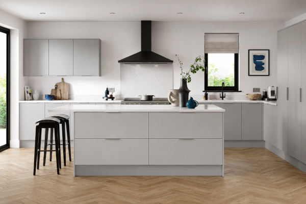 Light Grey Matt Acrylic Kitchen Units