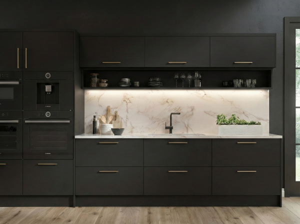Matt Black Acrylic Kitchen Units