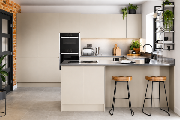 Taupe Handleless Matt Kitchen Units
