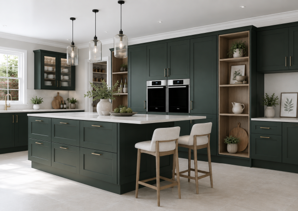 Aldana Heritage Green Painted Kitchen Doors