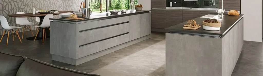 Light Concrete Matt Textured Kitchen Units